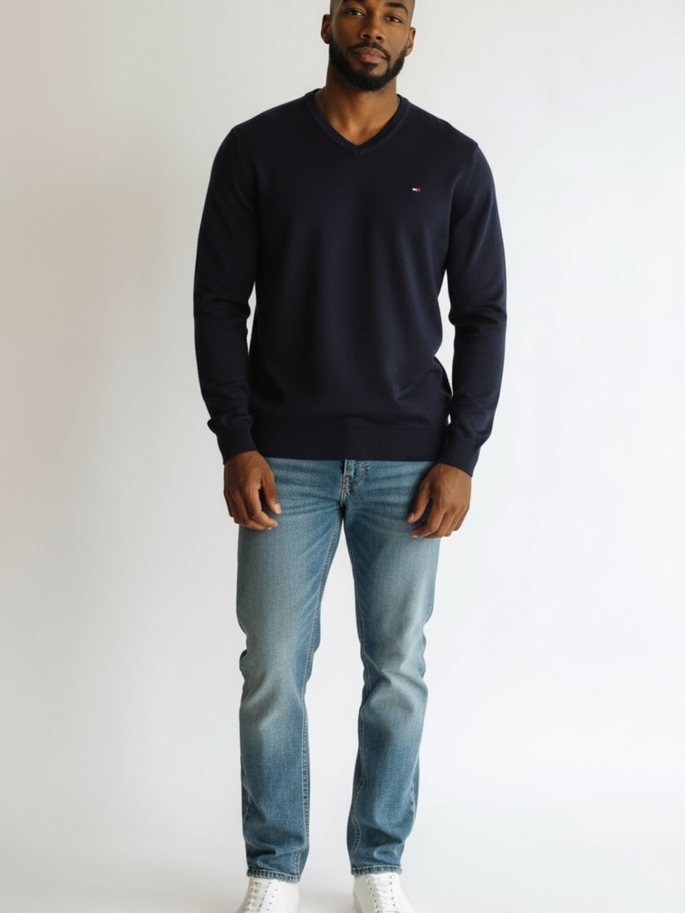 Tommy Hilfiger Men's Dark Navy V-Neck Pullover Sweater
